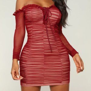 Burgundy Mesh Dress
